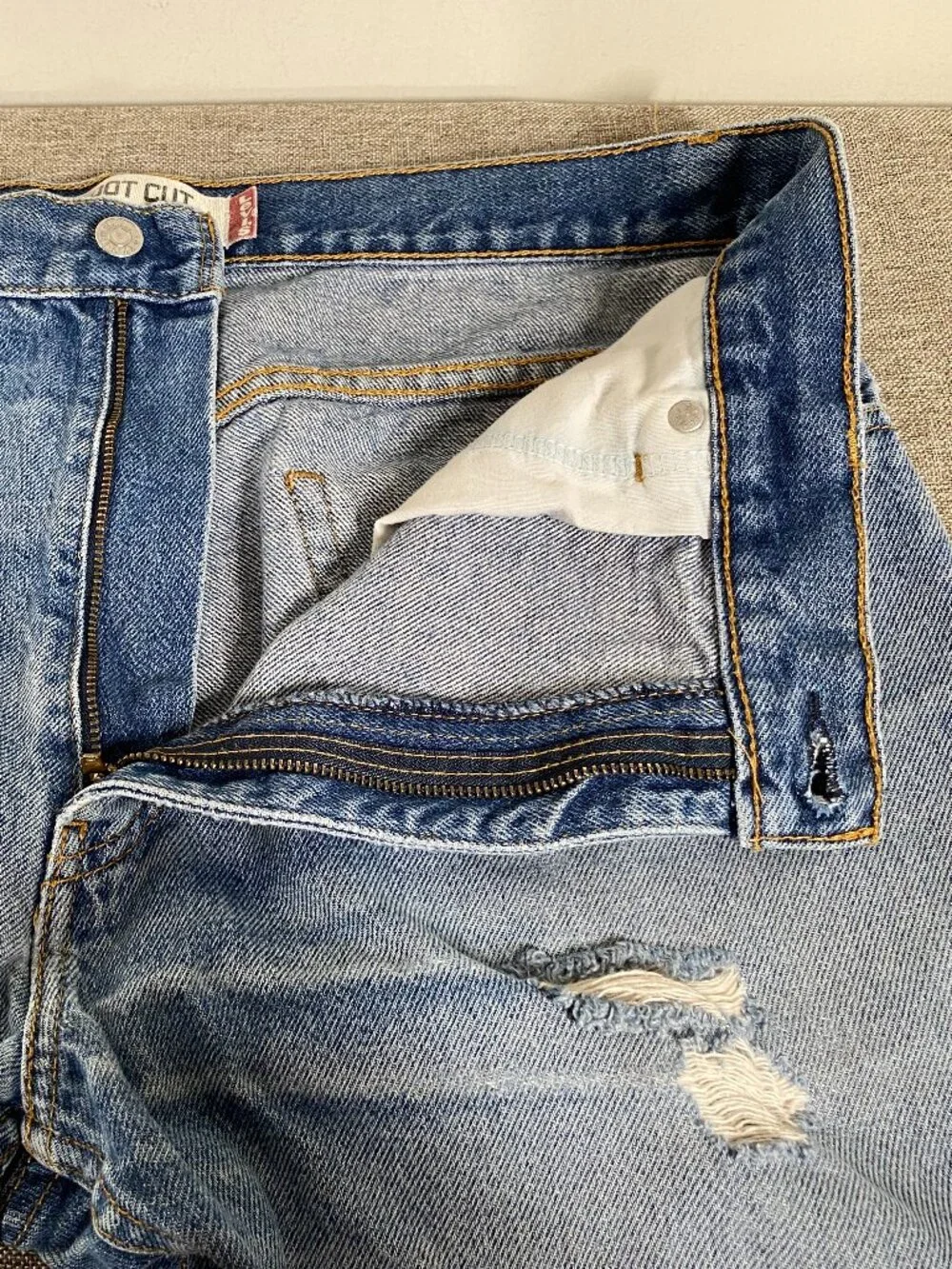 Vintage Levi's 517 Bootcut Denim Jeans Men's 36 x 32 Mid Rise Blue Distressed - Picture 4 of 15